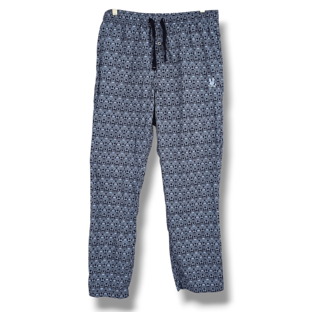 Men's Navy Patterned Lounge Pants - Unbranded